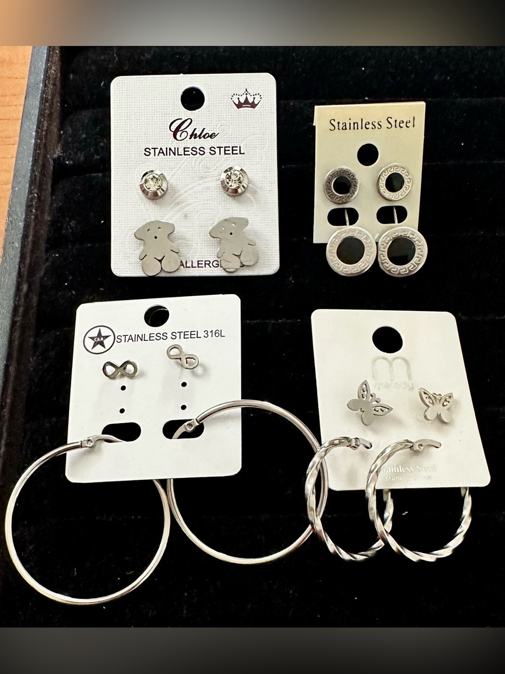 Chloe Silver Mixed Earring Set - Studs, Hoops & Butterflies